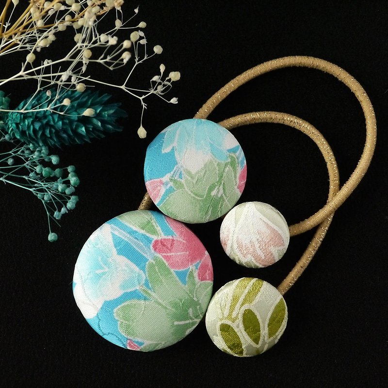 Happy Hair Ornament Kimono Hair Elastic 2 Pack - เครื่องประดับผม - ผ้าฝ้าย/ผ้าลินิน สีน้ำเงิน