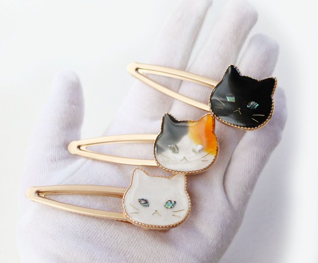 三毛猫のミケ様③  レジン ヘアゴム おひげ飾りの猫たち レジンのヘアゴム 4点セット ヘアゴム