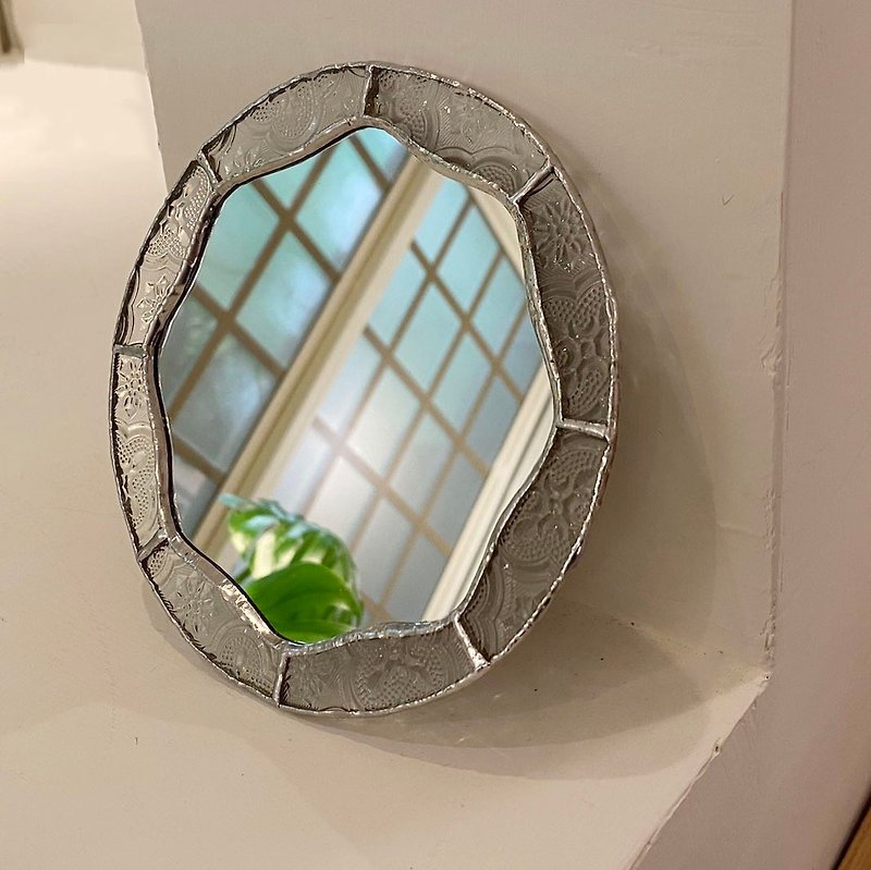 押花玻璃-花形圓鏡 鑲嵌玻璃居家擺飾 - 擺飾/家飾品 - 玻璃 