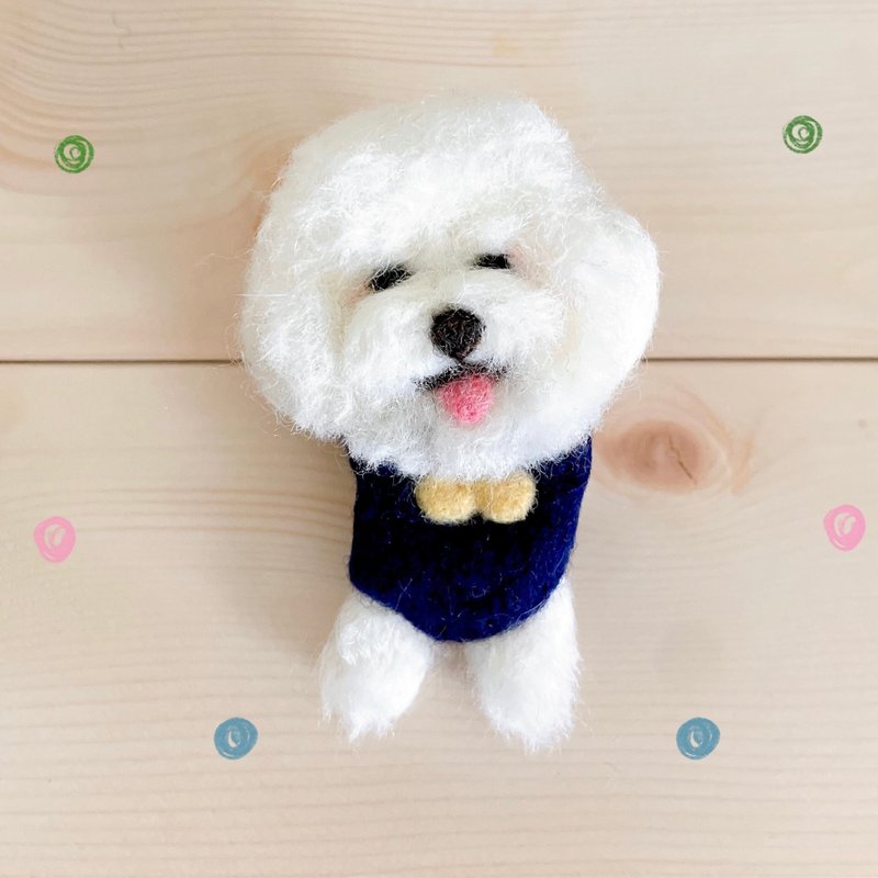【只有一件】羊貓氈 / 比熊犬 / 胸針 / 別針 - 胸針 - 羊毛 