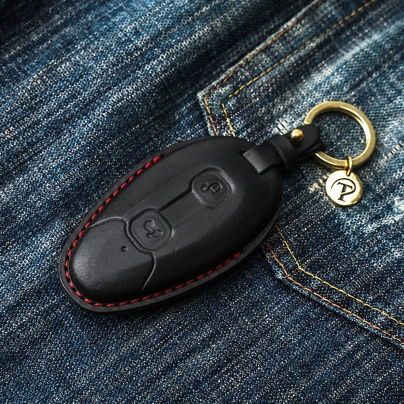 Vespa LX125 Sprint GTS Sprint LX125 duck mother motorcycle key bag key - ที่ห้อยกุญแจ - หนังแท้ สีดำ