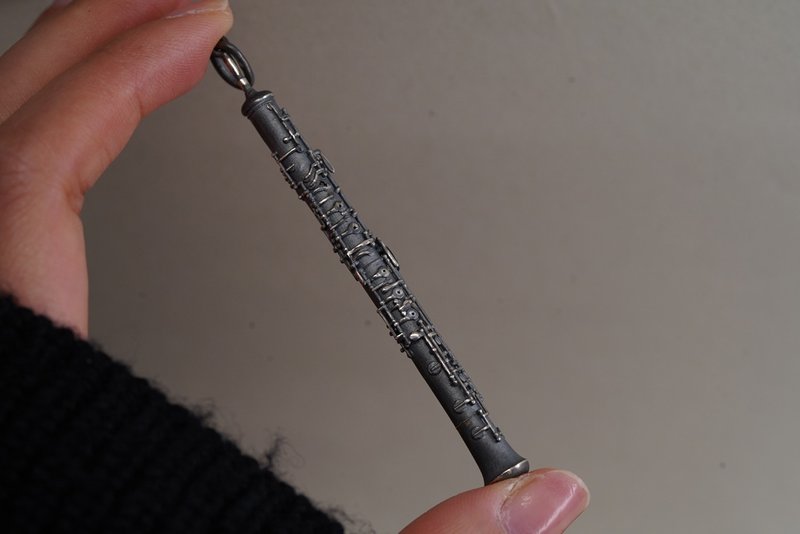 925銀迷你管弦樂吊墜系列 - 雙簧管 (不含項鍊) - 項鍊 - 純銀 銀色