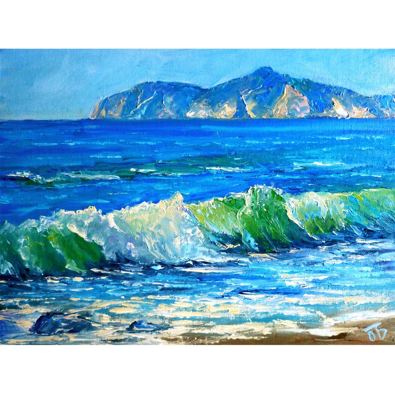 Seascape painting on canvas, Original wall art, Sea wave painting, Surf artwork - Posters - Cotton & Hemp 