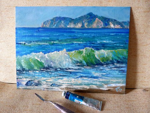 キャンバスに描かれた海の風景画、オリジナルの壁画、海の波の絵