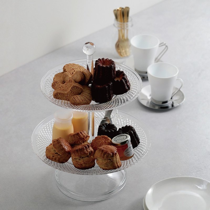 日本【SALUS 佐藤金屬】英式雙層點心架 - 盤子/餐盤/盤架 - 不鏽鋼 銀色