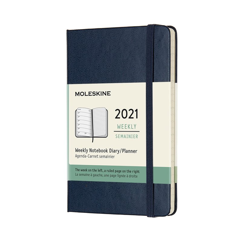 MOLESKINE 2021 週記 12M 硬殼 - 口袋型寶藍 - 燙金服務 - 筆記本/手帳 - 紙 藍色
