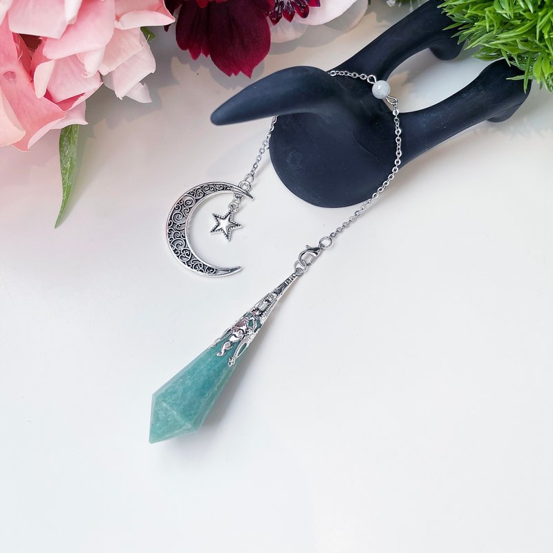 Natural  Amazonite  Pendulum Necklace Pendant. - Necklaces - Semi-Precious Stones Multicolor