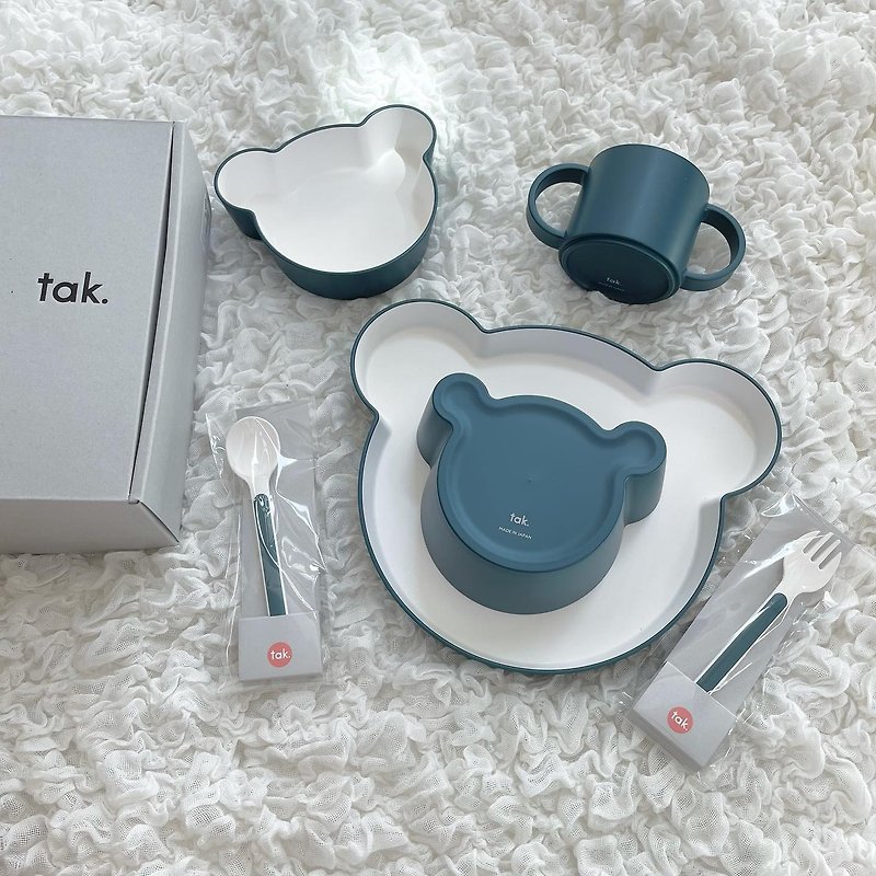 日本 TAK 熊先生餐具禮盒組 (共4色) - 兒童餐具/餐盤 - 塑膠 多色