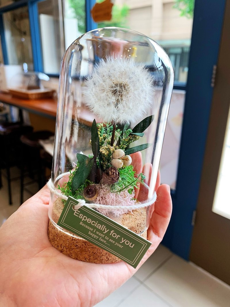 Dandelion traveling together / glass cover / dried flower / eternal flower / teacher's day gift - ช่อดอกไม้แห้ง - พืช/ดอกไม้ สีเขียว