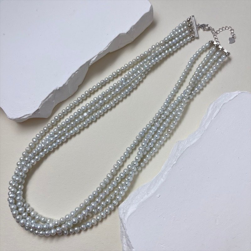 Multi-Strand Pearl Necklace - สร้อยคอ - ไข่มุก ขาว