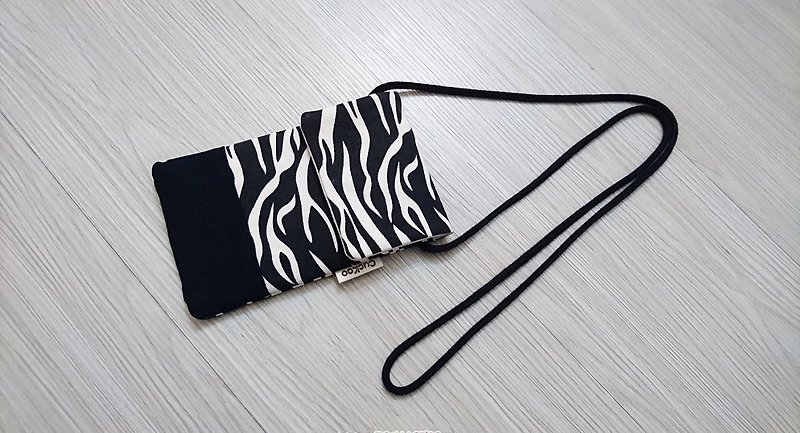 Mobile phone case, mobile phone bag, mobile phone case, side backpack, canvas zebra pattern - Messenger Bags & Sling Bags - Cotton & Hemp 