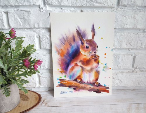 【原画】『ガンフリック』（絵画　パステル画　リス　動物画） 原画】『ガンフリック』（絵画パステル画リス動物画）