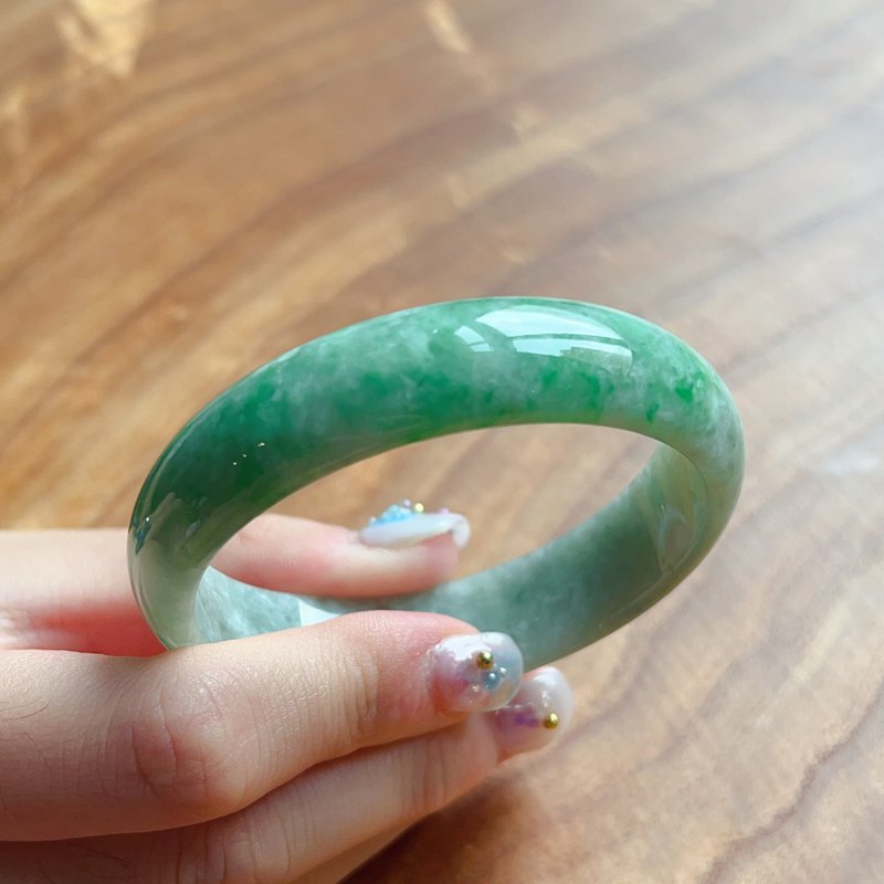 Piaoyang green jade bracelet | 17.5 girth | Natural Burmese jade A grade jade | Gift - Bracelets - Jade Green