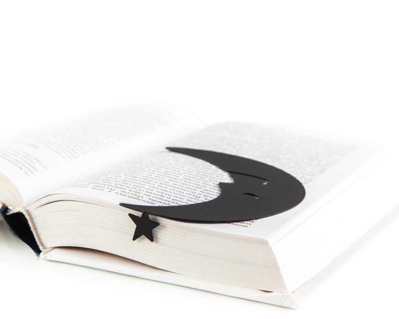 Good Reading Night Bookmark // Half Moon and a Star // Free Shipping Worldwide - 書籤 - 其他金屬 黑色