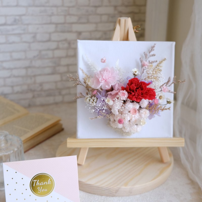 永生花小畫布/永生花/乾燥花/不凋花/母親節/康乃馨/滿滿的愛 - 盆栽/植栽 - 植物．花 紅色