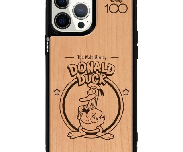 Mickey & Friends Case Donald iPhone ケース MagSafe 名入れ可 ディズニー100周年記念 ドナルドダック iPhone 15 Pro 天然木