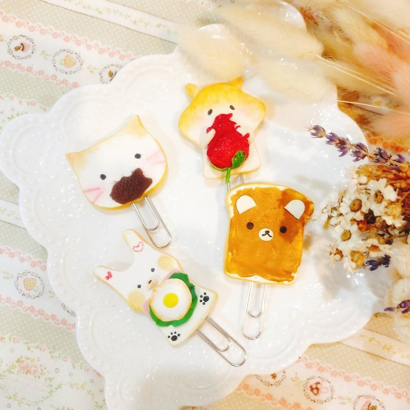**kehto**handmade cute animal toast shape paper clip mother's day graduation season - ที่คั่นหนังสือ - ดินเหนียว 