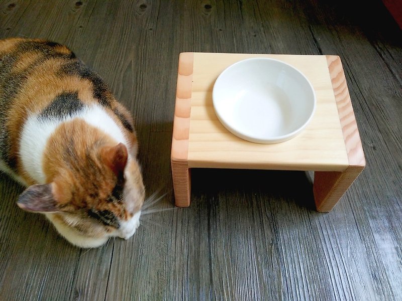 毛小孩餐桌系列--"傾斜3.0"  單口   原木 碗架 - 寵物碗/碗架/自動餵食器 - 木頭 咖啡色