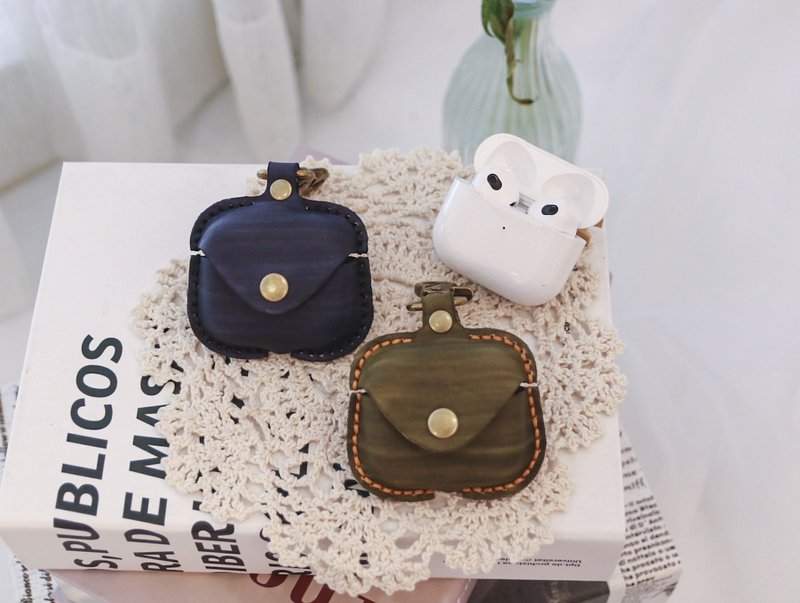 AirPods3 earphone leather case/custom gift/free engraving - ที่เก็บหูฟัง - หนังแท้ สีนำ้ตาล