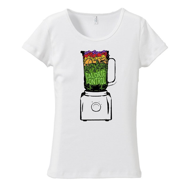 Women's T-shirt / Calorie control - เสื้อยืดผู้หญิง - ผ้าฝ้าย/ผ้าลินิน ขาว