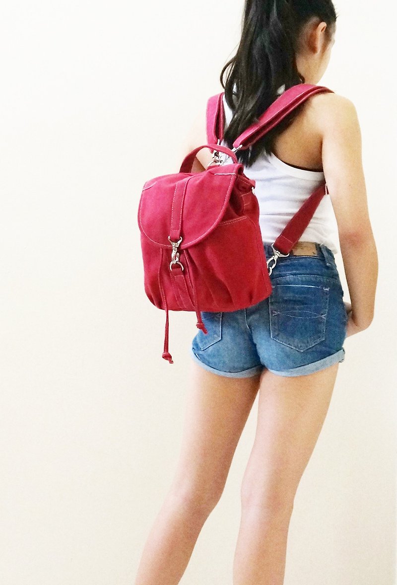 Drawstring Backpack / Backpack / Crossbody Bag / Sling Bag / Shoulder Bag - MKBP - กระเป๋าเป้สะพายหลัง - วัสดุอื่นๆ สีแดง