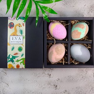 A must-have for gift giving, EVA Original Exclusive Dinosaur Egg Bath Ball 4-piece Gift Box