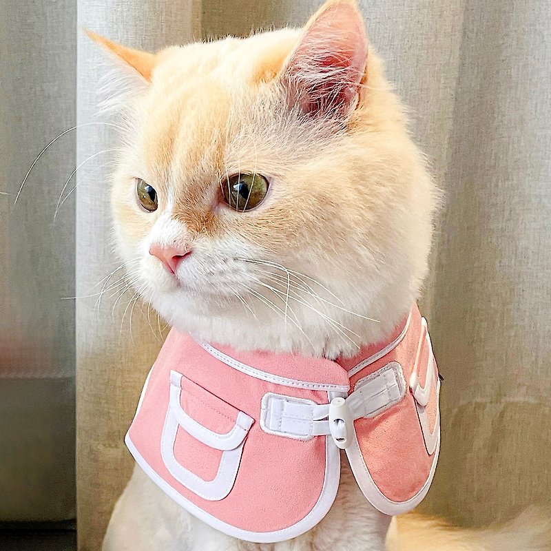 【MOMOJI】寵物時尚圍兜 - Charlene (02-淡紅) - 寵物衣服 - 聚酯纖維 粉紅色