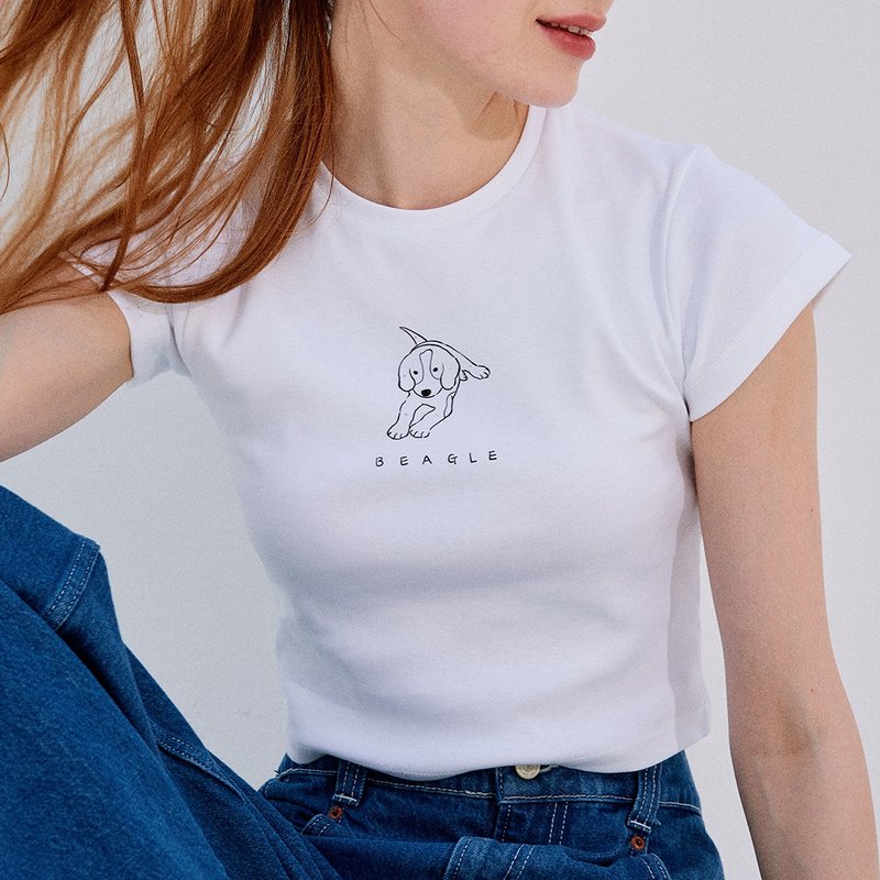 BEAGLE TEE - 女 T 恤 - 棉．麻 白色