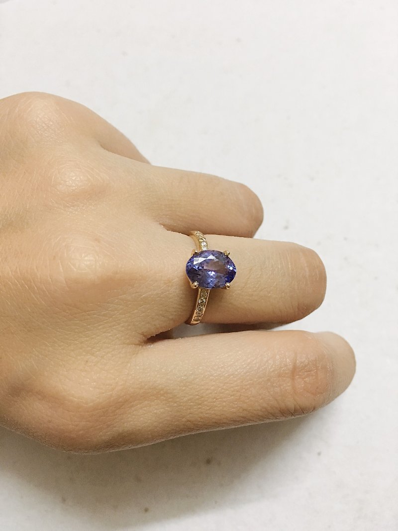 Tanzanite Diamond Ring 18k Gold Handmade in Nepal - General Rings - Gemstone 