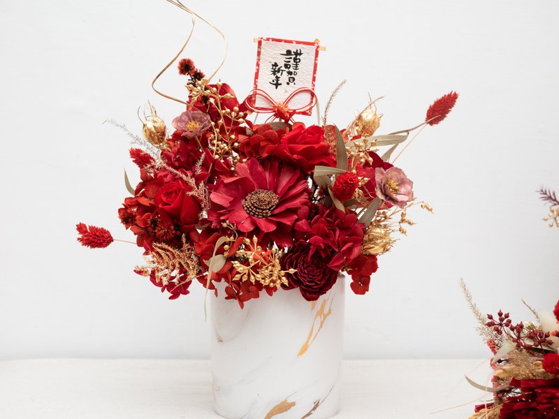 Red rhyme and auspiciousness_New Year potted flower gift - Dried Flowers & Bouquets - Plants & Flowers Multicolor