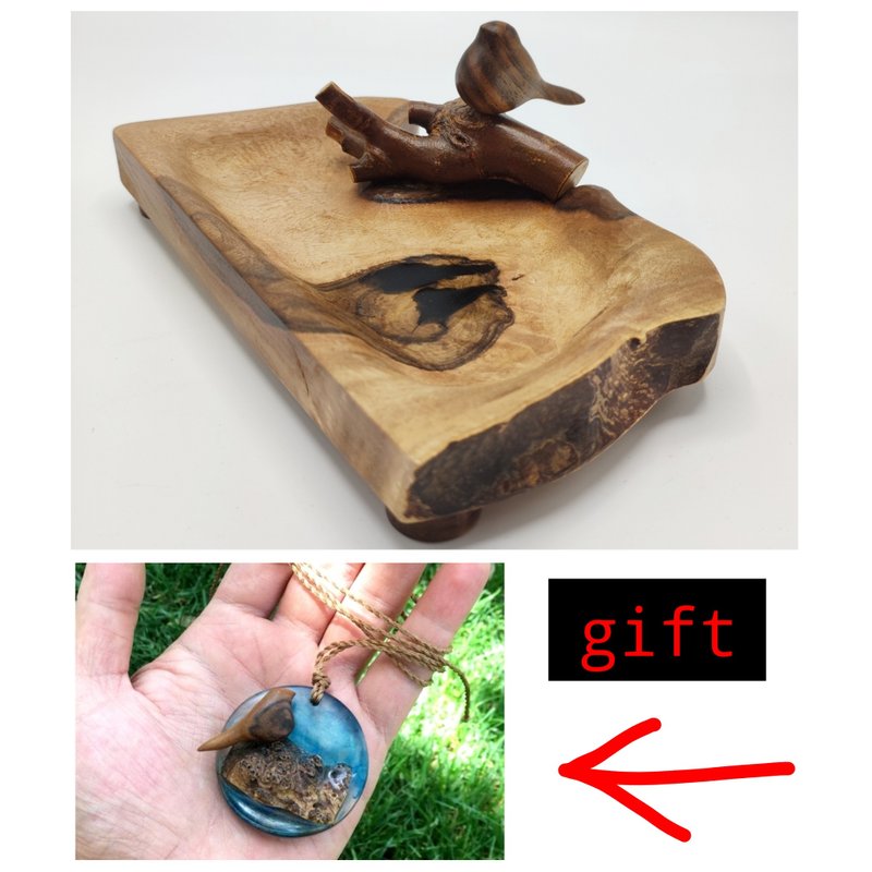 Wooden handcarved bowl with bird and a gift for you - Bowls - Wood 