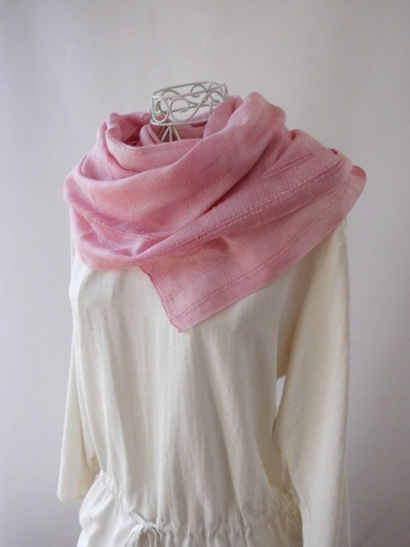 New colors of fall (cosmos) _ 3 Plant tree dyeing · silk · large format long stall - Scarves - Silk Pink