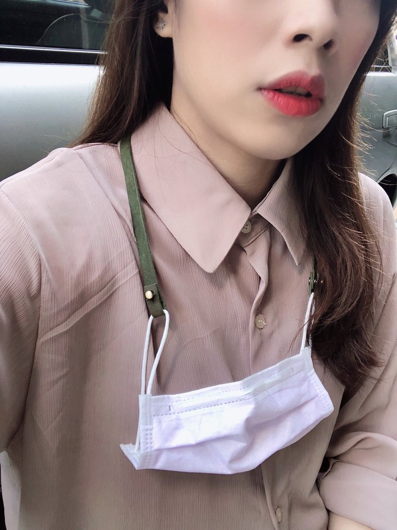 【Stay Healthy 口罩鍊 / 口罩掛繩】橄欖綠 / 現有防疫價85折 - 口罩/口罩收納套 - 真皮 