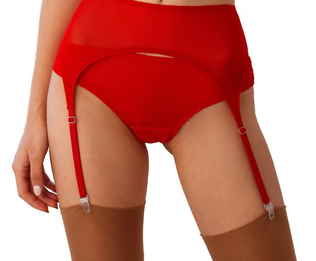 Soft mesh garter belt - Basic minimalist suspender belt - Women sexy  underwear - Shop Marina V Lingerie Women's Underwear - Pinkoi