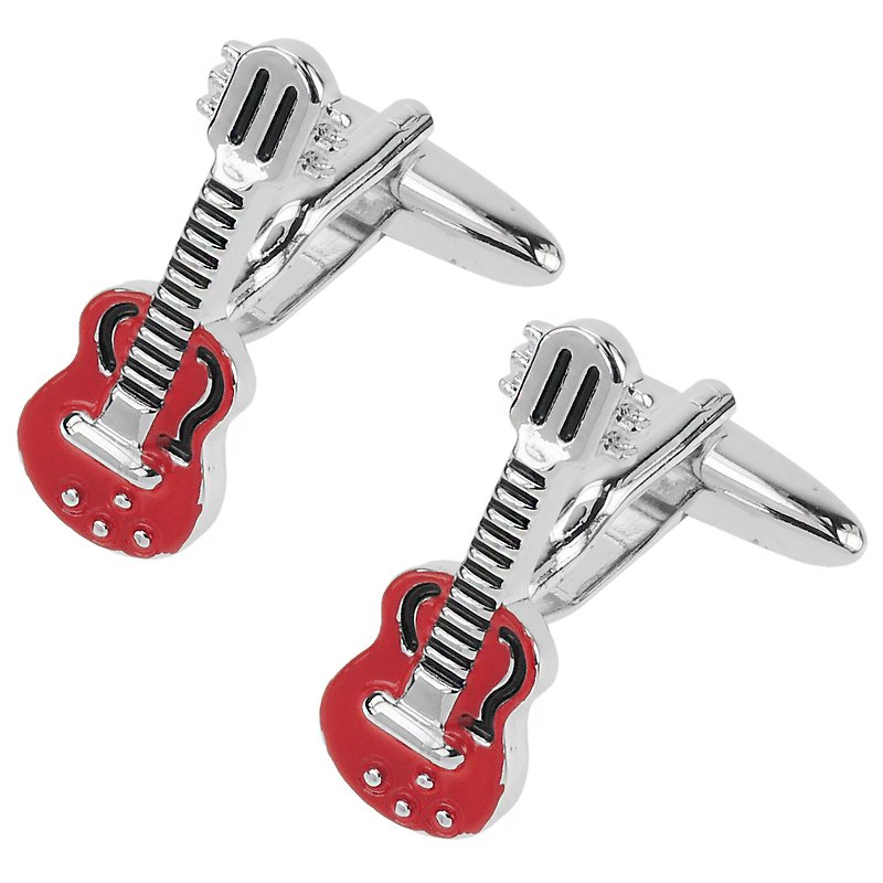 Red Guitar Cufflinks - Cuff Links - Other Metals Red