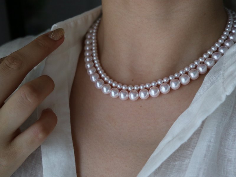 Necklace Aurora Celestial Maiden Pearl Necklace Natural Pearl Japanese Akoya Pearl Pearl Layered Pearl Necklace Wedding Decoration Night Banquet Tail Fang Necklace Nativity New Year's Day Ornament - สร้อยคอ - ไข่มุก ขาว