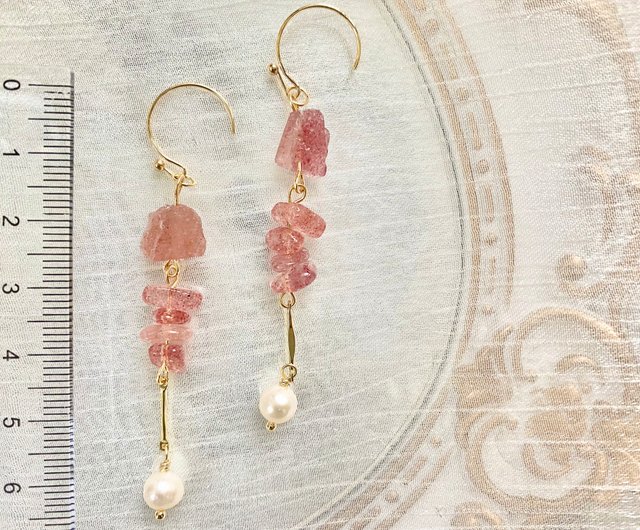 2667♡ストロベリークォーツ リング ピアス♡ - ピアス