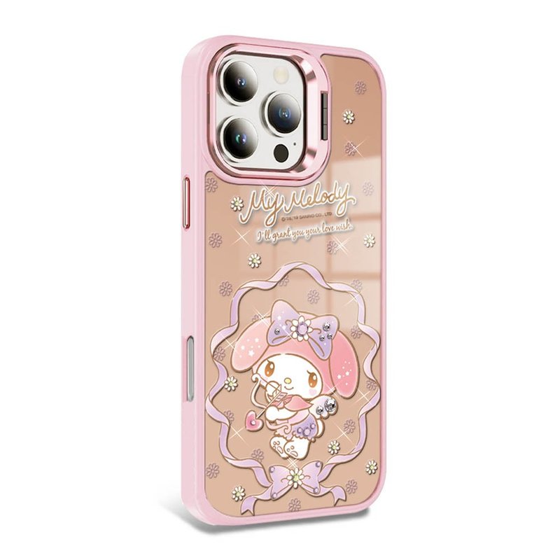 iPhone 全系列 軍規防摔合金框隱形立架鏡面鑽殼-美樂蒂邱比特 - 手機殼/手機套 - 其他材質 多色