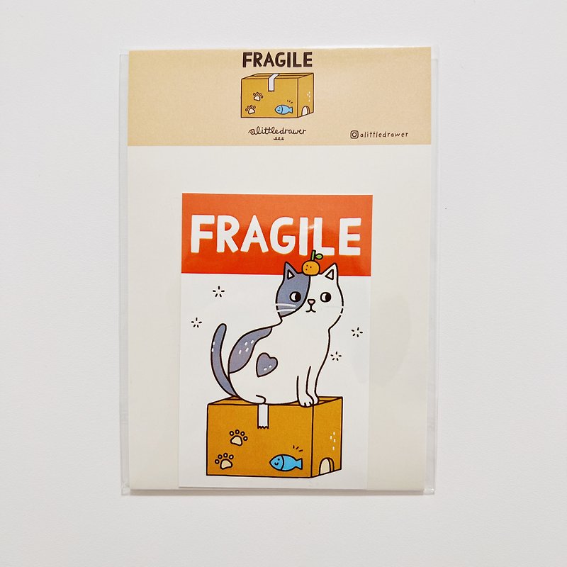Luggage Stickers / Fragile Cats - สติกเกอร์ - กระดาษ สีแดง