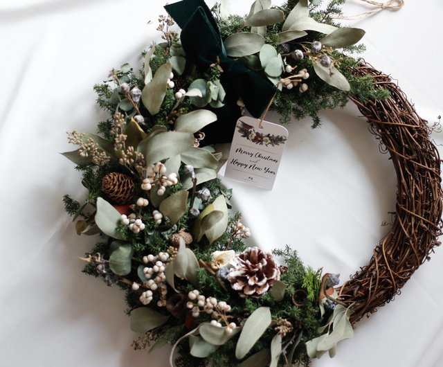 深緑ブルーバードとブルファンのXmasリース/グリーンリース/ポポラス 深緑ブルーバードとブルファンのXmasリース/グリーンリース