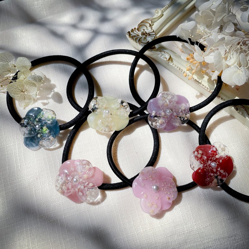 Elegant mega flower transparent liberty hair tie / hair ring - Hair Accessories - Plants & Flowers Multicolor