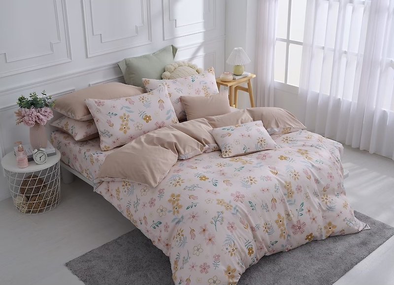 【恩可居家】花漾 300織精梳棉 床包枕套組 床包被套組 台灣製 - 寢具/床單/被套 - 其他材質 