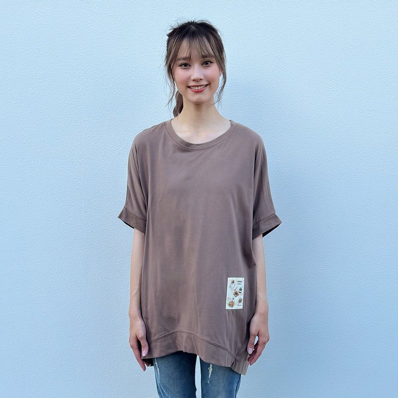 Hana Mokuba 圓領落肩長版上衣 - 女上衣/長袖上衣 - 其他材質 