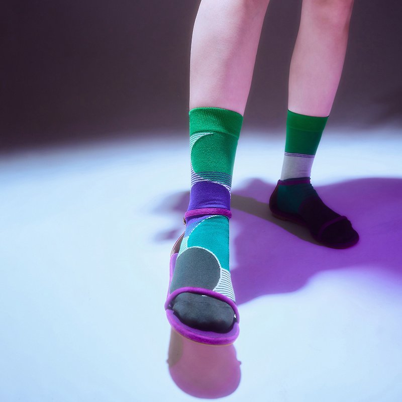 aurora / cotton / irregular / socks - ถุงเท้า - ผ้าฝ้าย/ผ้าลินิน สีเขียว
