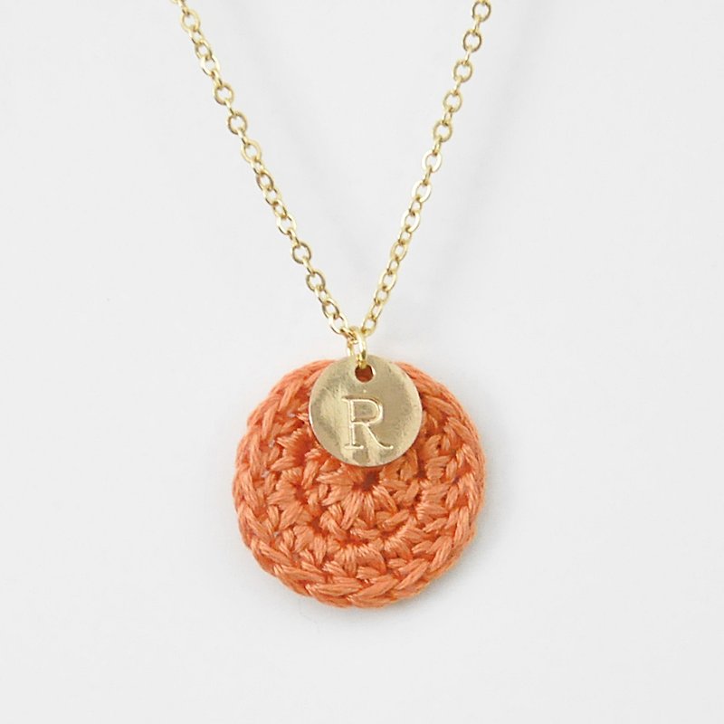 [Customized] Your exclusive*Happiness ring*Necklace small circle English letters warm series - Necklaces - Thread Orange