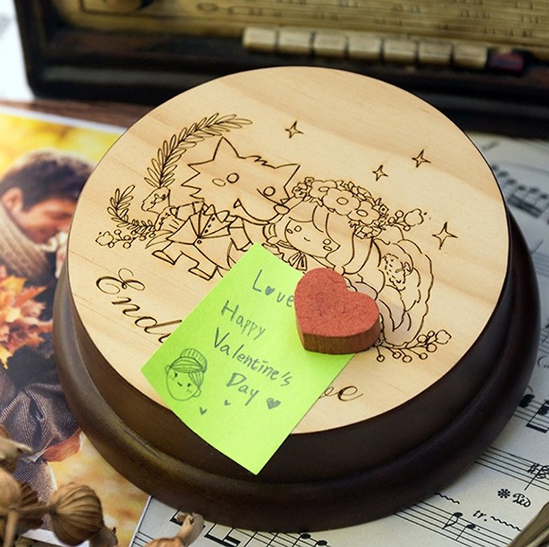 [Commemorative gift, Christmas gift] Love has no end/Customized music box Memo folder - Other - Wood Red