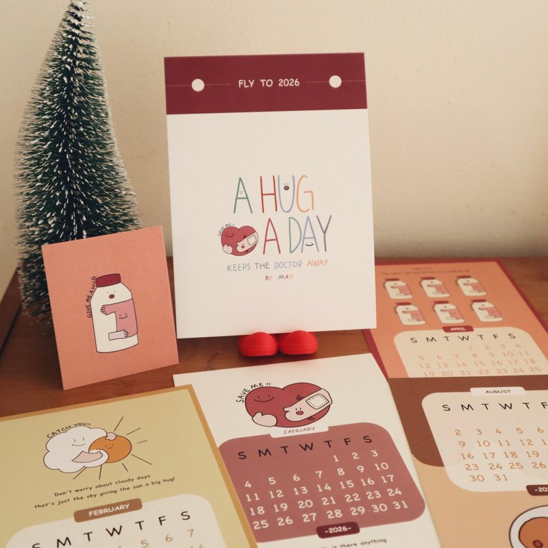 【福魚原創】A Hug A Day抱抱系列插畫2026日曆 - 日曆/月曆/年曆 - 紙 