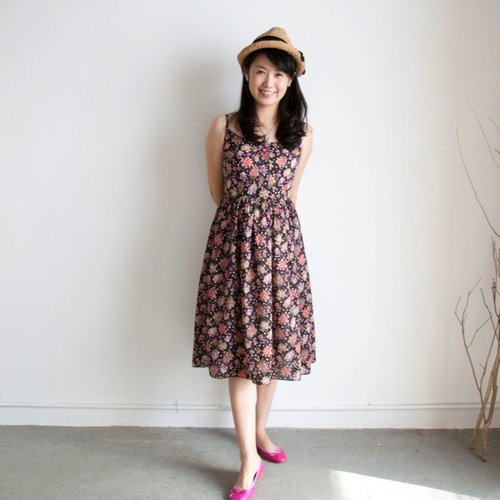 Dot fireworks harness long dress _ night black _ adult models