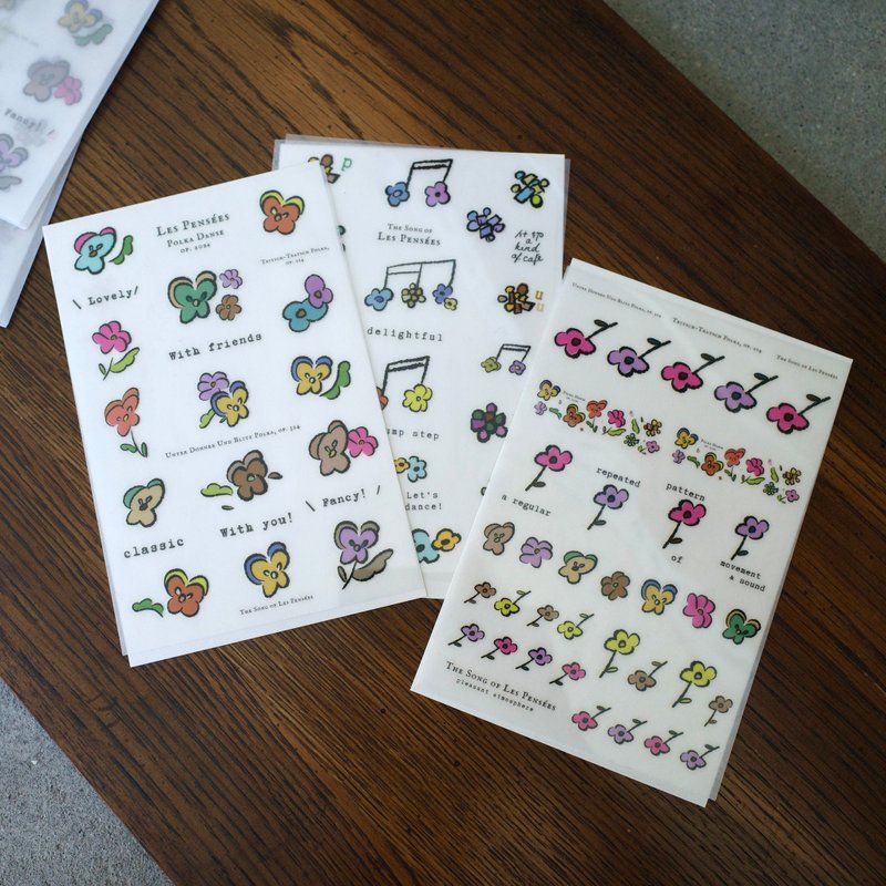 New Product [Such Items] Pansy Transfer Stickers | LesPensées | A set of three types - Stickers - Paper Multicolor