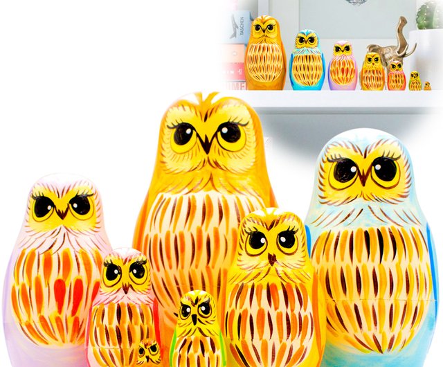 フクロウの入れ子人形 7 個セット - フクロウの装飾 - フクロウの置物